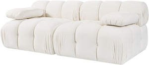 Meridian Furniture Orin Two Piece Modular Sofa in Stain Resistant Cream Velvet for Modern Living Rooms 671Cream-S2B