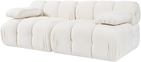 Meridian Furniture Orin Two Piece Modular Sofa in Stain Resistant Cream Velvet for Modern Living Rooms 671Cream-S2B