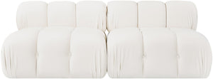 Meridian Furniture Orin Two Piece Modular Sofa in Stain Resistant Cream Velvet for Modern Living Rooms 671Cream-S2B