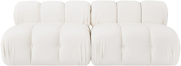 Meridian Furniture Orin Two Piece Modular Sofa in Stain Resistant Cream Velvet for Modern Living Rooms 671Cream-S2B