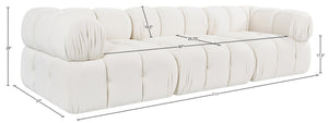 Meridian Furniture Orin Three Piece Modular Sofa in Stain Resistant Cream Velvet for Living Rooms 671Cream-S3A