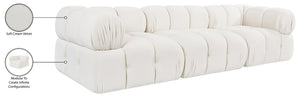 Meridian Furniture Orin Three Piece Modular Sofa in Stain Resistant Cream Velvet for Living Rooms 671Cream-S3A