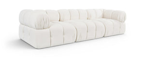 Meridian Furniture Orin Three Piece Modular Sofa in Stain Resistant Cream Velvet for Living Rooms 671Cream-S3A