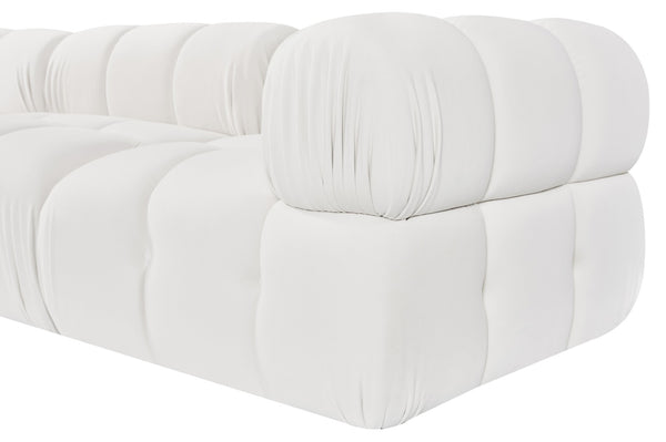 Meridian Furniture Orin Three Piece Modular Sofa in Stain Resistant Cream Velvet for Living Rooms 671Cream-S3A
