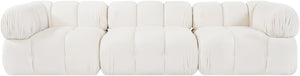 Meridian Furniture Orin Three Piece Modular Sofa in Stain Resistant Cream Velvet for Living Rooms 671Cream-S3A