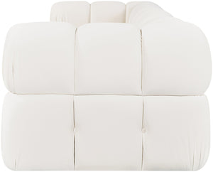 Meridian Furniture Orin Three Piece Modular Sofa in Stain Resistant Cream Velvet for Living Rooms 671Cream-S3A