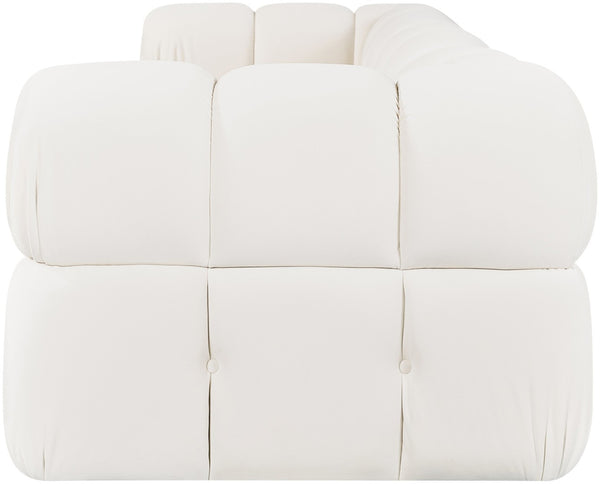 Meridian Furniture Orin Three Piece Modular Sofa in Stain Resistant Cream Velvet for Living Rooms 671Cream-S3A