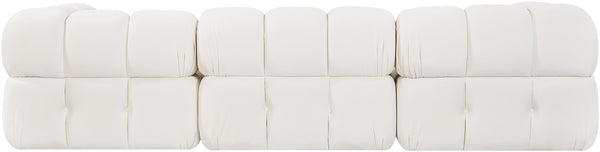 Meridian Furniture Orin Three Piece Modular Sofa in Stain Resistant Cream Velvet for Living Rooms 671Cream-S3A