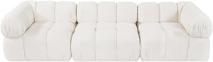 Meridian Furniture Orin Three Piece Modular Sofa in Stain Resistant Cream Velvet for Living Rooms 671Cream-S3A