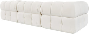 Meridian Furniture Orin Three Piece Modular Sofa in Stain Resistant Cream Velvet for Living Rooms 671Cream-S3A