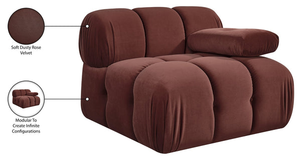 Meridian Furniture Orin Modular Lounge Chair Plush Velvet Upholstery with Repositionable Arm for Living Rooms Rose 671Rose-Chair