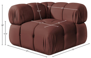 Meridian Furniture Orin Modular Corner Lounge Chair Plush Performance Velvet with Locking Latches for Sectional Use Rose 671Rose-Corner