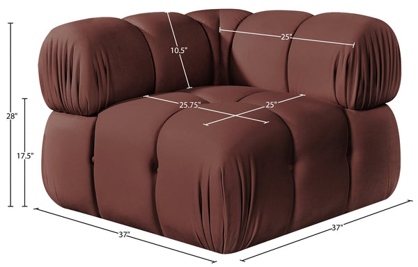 Meridian Furniture Orin Modular Corner Lounge Chair Plush Performance Velvet with Locking Latches for Sectional Use Rose 671Rose-Corner