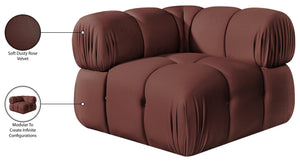 Meridian Furniture Orin Modular Corner Lounge Chair Plush Performance Velvet with Locking Latches for Sectional Use Rose 671Rose-Corner