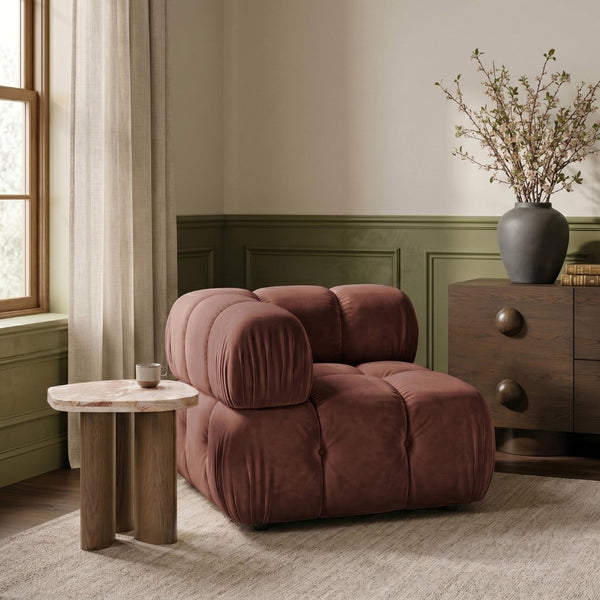Meridian Furniture Orin Modular Corner Lounge Chair Plush Performance Velvet with Locking Latches for Sectional Use Rose 671Rose-Corner