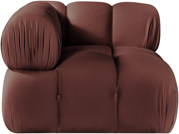 Meridian Furniture Orin Modular Corner Lounge Chair Plush Performance Velvet with Locking Latches for Sectional Use Rose 671Rose-Corner