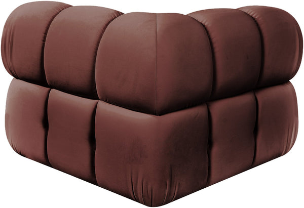 Meridian Furniture Orin Modular Corner Lounge Chair Plush Performance Velvet with Locking Latches for Sectional Use Rose 671Rose-Corner