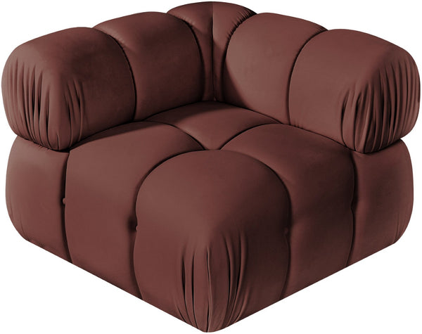 Meridian Furniture Orin Modular Corner Lounge Chair Plush Performance Velvet with Locking Latches for Sectional Use Rose 671Rose-Corner