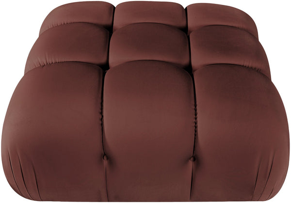 Meridian Furniture Orin Velvet Modular Ottoman with Linkable Modules and Stain Resistant Fabric for Living Rooms Rose 671Rose-Ott