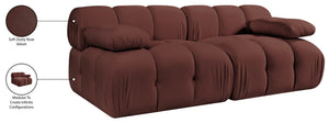 Meridian Furniture Orin Dusty Rose Velvet Modular Sofa Stain Resistant Performance Fabric Living Room 671Rose-S2B