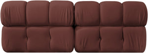 Meridian Furniture Orin Dusty Rose Velvet Modular Sofa Stain Resistant Performance Fabric Living Room 671Rose-S2B