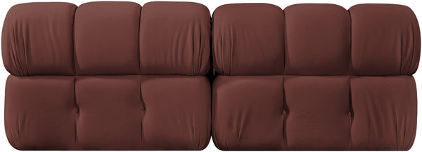 Meridian Furniture Orin Dusty Rose Velvet Modular Sofa Stain Resistant Performance Fabric Living Room 671Rose-S2B