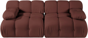 Meridian Furniture Orin Dusty Rose Velvet Modular Sofa Stain Resistant Performance Fabric Living Room 671Rose-S2B