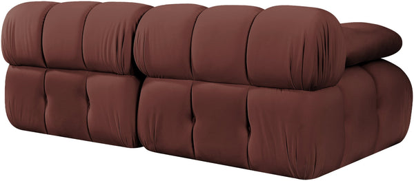 Meridian Furniture Orin Dusty Rose Velvet Modular Sofa Stain Resistant Performance Fabric Living Room 671Rose-S2B