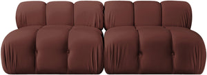 Meridian Furniture Orin Dusty Rose Velvet Modular Sofa Stain Resistant Performance Fabric Living Room 671Rose-S2B