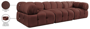Meridian Furniture Orin Three Piece Modular Sofa in Dusty Rose Velvet Performance Fabric for Living Rooms 671Rose-S3A