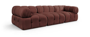 Meridian Furniture Orin Three Piece Modular Sofa in Dusty Rose Velvet Performance Fabric for Living Rooms 671Rose-S3A