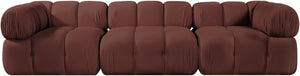 Meridian Furniture Orin Three Piece Modular Sofa in Dusty Rose Velvet Performance Fabric for Living Rooms 671Rose-S3A