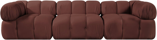 Meridian Furniture Orin Three Piece Modular Sofa in Dusty Rose Velvet Performance Fabric for Living Rooms 671Rose-S3A
