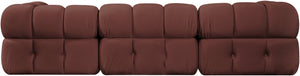 Meridian Furniture Orin Three Piece Modular Sofa in Dusty Rose Velvet Performance Fabric for Living Rooms 671Rose-S3A