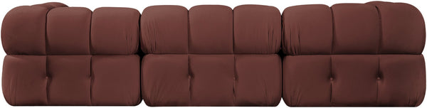 Meridian Furniture Orin Three Piece Modular Sofa in Dusty Rose Velvet Performance Fabric for Living Rooms 671Rose-S3A