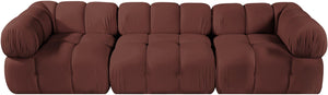 Meridian Furniture Orin Three Piece Modular Sofa in Dusty Rose Velvet Performance Fabric for Living Rooms 671Rose-S3A