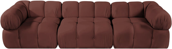 Meridian Furniture Orin Three Piece Modular Sofa in Dusty Rose Velvet Performance Fabric for Living Rooms 671Rose-S3A