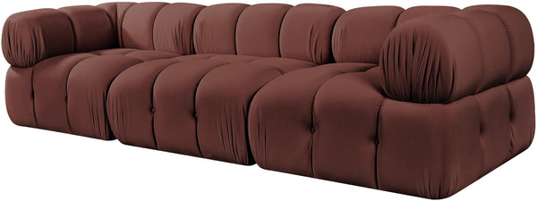 Meridian Furniture Orin Three Piece Modular Sofa in Dusty Rose Velvet Performance Fabric for Living Rooms 671Rose-S3A