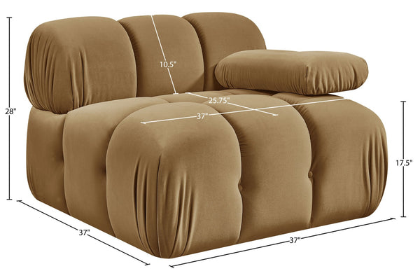 Meridian Furniture Orin Modular Lounge Chair Plush Velvet Upholstery with Repositionable Arm for Living Rooms Saddle 671Saddle-Chair