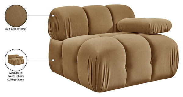 Meridian Furniture Orin Modular Lounge Chair Plush Velvet Upholstery with Repositionable Arm for Living Rooms Saddle 671Saddle-Chair