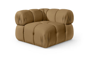 Meridian Furniture Orin Modular Corner Lounge Chair Plush Performance Velvet with Locking Latches for Sectional Use Saddle 671Saddle-Corner