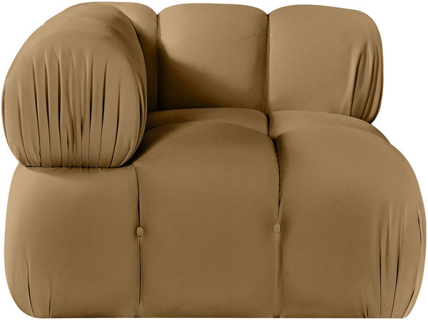 Meridian Furniture Orin Modular Corner Lounge Chair Plush Performance Velvet with Locking Latches for Sectional Use Saddle 671Saddle-Corner