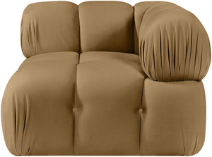Meridian Furniture Orin Modular Corner Lounge Chair Plush Performance Velvet with Locking Latches for Sectional Use Saddle 671Saddle-Corner