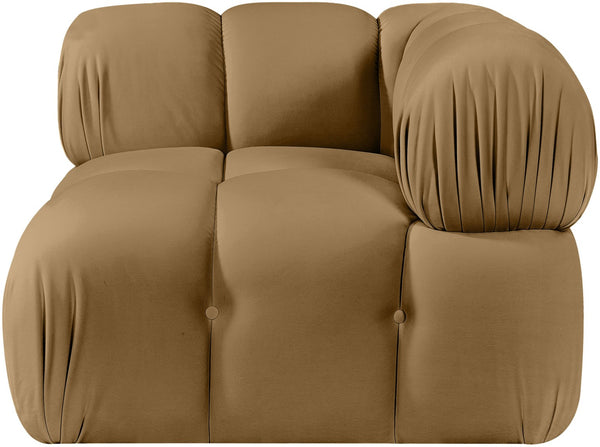 Meridian Furniture Orin Modular Corner Lounge Chair Plush Performance Velvet with Locking Latches for Sectional Use Saddle 671Saddle-Corner