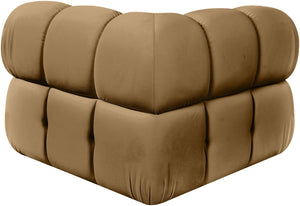 Meridian Furniture Orin Modular Corner Lounge Chair Plush Performance Velvet with Locking Latches for Sectional Use Saddle 671Saddle-Corner