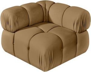 Meridian Furniture Orin Modular Corner Lounge Chair Plush Performance Velvet with Locking Latches for Sectional Use Saddle 671Saddle-Corner