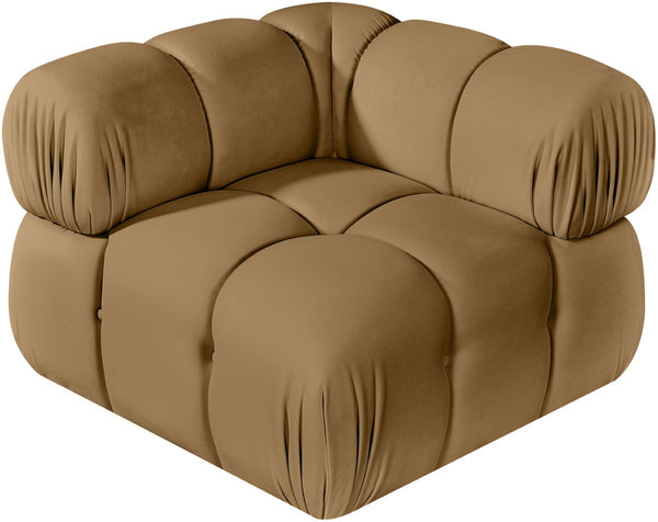 Meridian Furniture Orin Modular Corner Lounge Chair Plush Performance Velvet with Locking Latches for Sectional Use Saddle 671Saddle-Corner