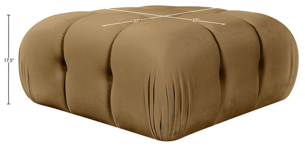 Meridian Furniture Orin Velvet Modular Ottoman with Linkable Modules and Stain Resistant Fabric for Living Rooms Saddle 671Saddle-Ott