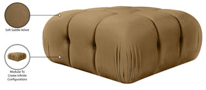 Meridian Furniture Orin Velvet Modular Ottoman with Linkable Modules and Stain Resistant Fabric for Living Rooms Saddle 671Saddle-Ott
