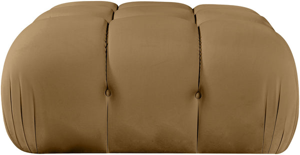 Meridian Furniture Orin Velvet Modular Ottoman with Linkable Modules and Stain Resistant Fabric for Living Rooms Saddle 671Saddle-Ott